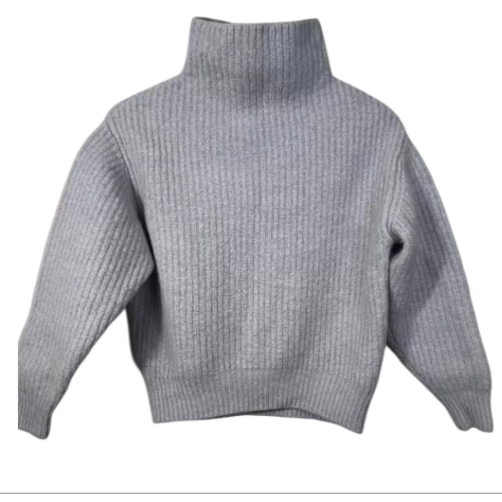 Wilfred Cropped Wool Mock Turtleneck Sweater Size S Italian Yarn